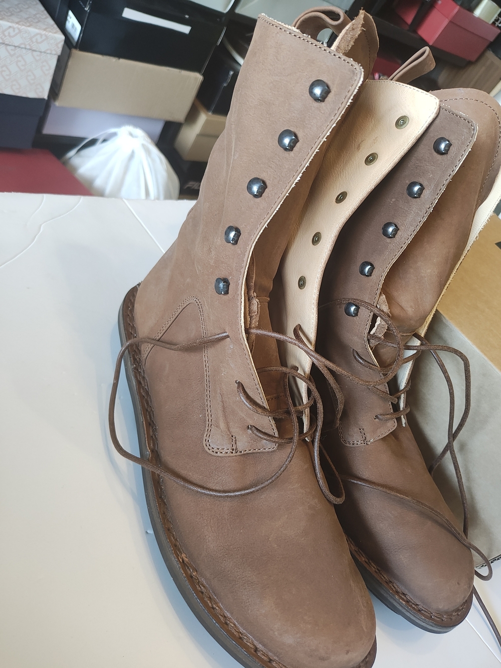 Women's Brown Lace-Up Combat Boots - Casual Moto Style